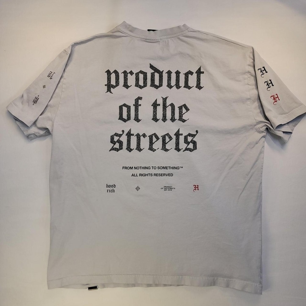 Hoodrich Mens Product of the Streets Graphic T-Shirt Grey XXL Streetwear Cotton